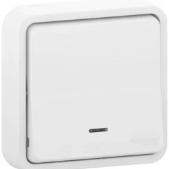 Interrupteur poussoir lumineux étanche complet encastré Mureva Styl blanc-Schneider Electric Online