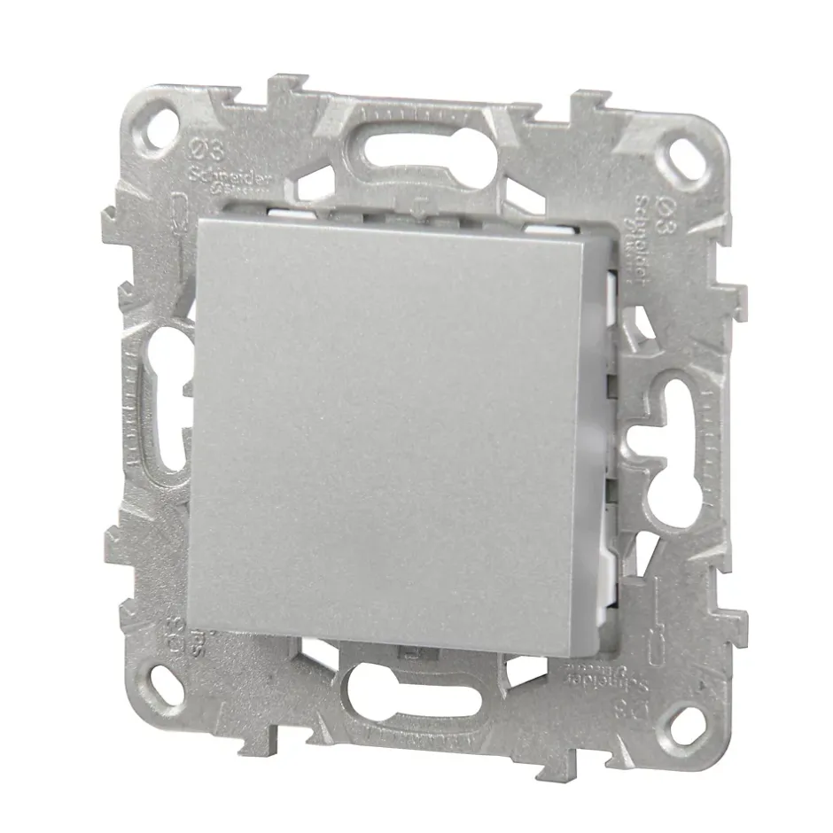 Interrupteur va-et-vient connexion rapide 10A Unica Déco aluminium^Schneider Electric New