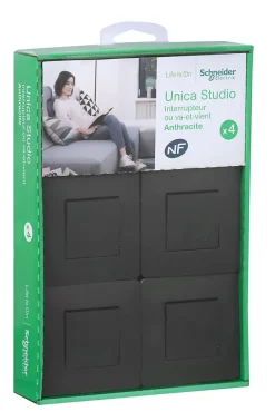 Interrupteur va-et-vient complet Unica Déco anthracite, lot de 4^Schneider Electric Hot