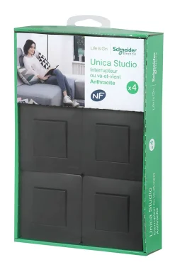 Interrupteur va-et-vient complet Unica Déco anthracite, lot de 4^Schneider Electric Hot