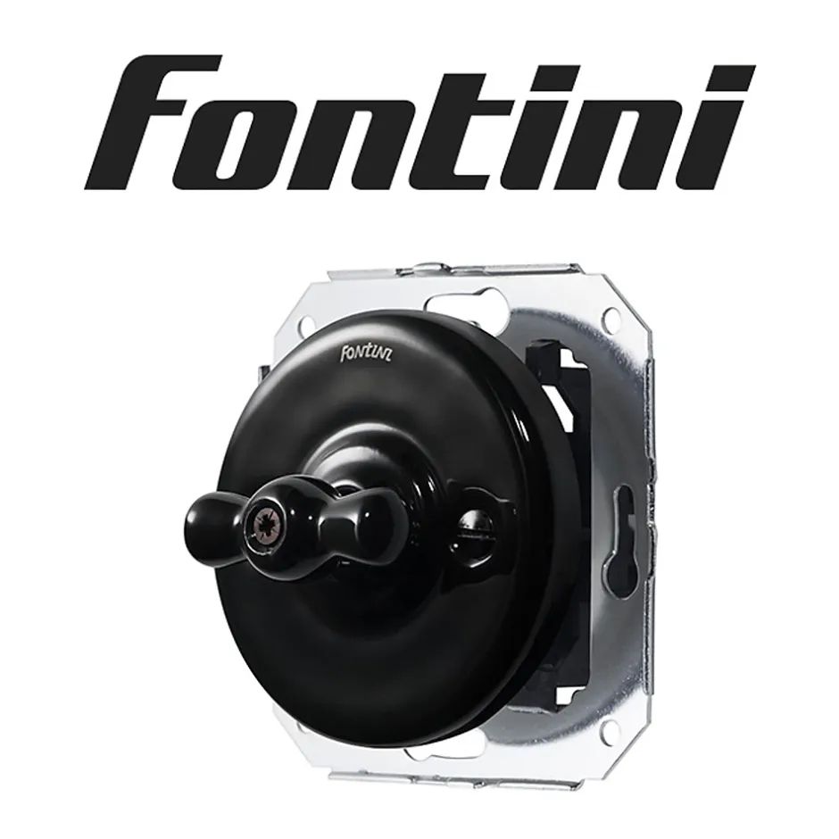 Interrupteur va-et-vient Garby Porcelaine noire, manette noire-Fontini Hot