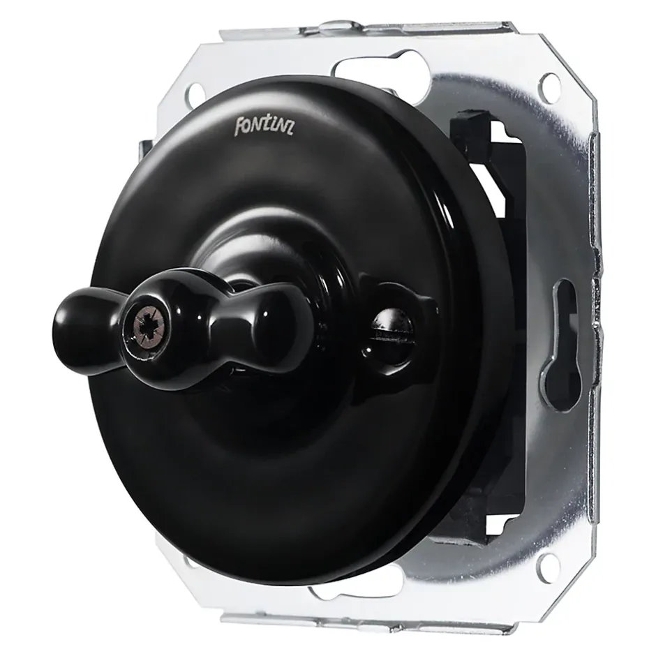 Interrupteur va-et-vient Garby Porcelaine noire, manette noire-Fontini Hot