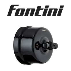 Interrupteur va-et-vient Garby Porcelaine noire, manette noire en saillie^Fontini