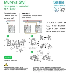 Interrupteur va-et-vient étanche complet saillie Mureva Styl anthracite^Schneider Electric Outlet
