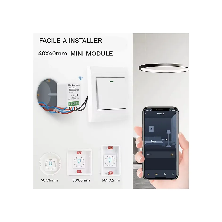 Interrupteurs intelligent WiFi 16A MiniSmart Switch Wi-Fi connecté,application Tuya/SmartLife,Alexa,Google Home^Somlife
