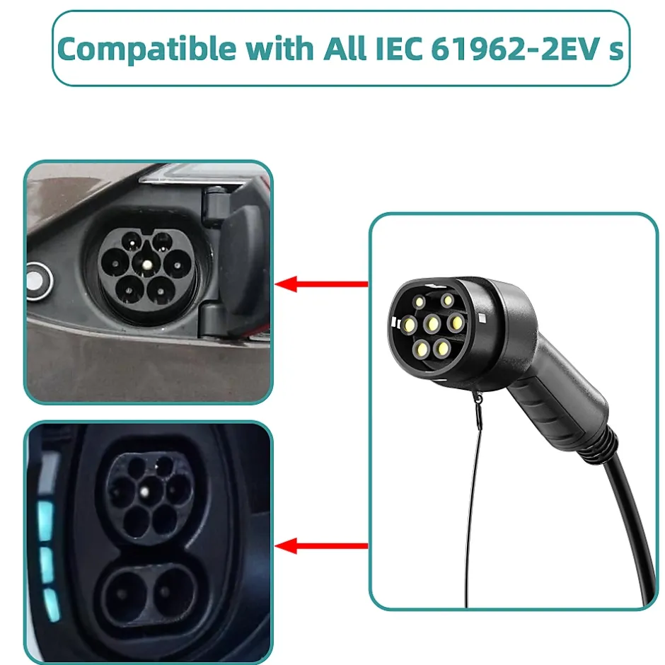 câble de recharge 11kW / 16A triphasé, 12m, type 2 vers type 2, pour véhicules électriques et hybrides rechargeables^Jatrhg Online