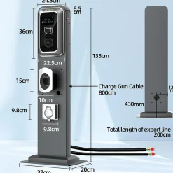 K2 kit de borne de recharge, 11kW / 16A, triphasé, avec prise de type 2 équipée de shutter pour EV, support inclus^Jatrhg Online