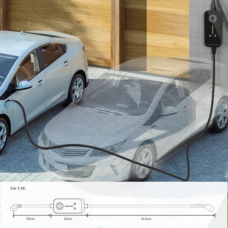 P1 chargeur portable réglable de 3,6kW à 1,5kW / 16A à 8A monophasé, 5m, type 2, pour véhicules électriques^Jatrhg Best