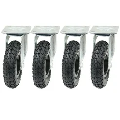 Jeu de 4 - 200mm Roulette pivotante pneumatique en plastique 100Kg.^Parnells Clearance