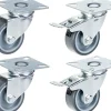 Jeu de 4 - roulettes pivotantes/freinées série 100 50mm gris TPR-caoutchouc sur polypropylène^Parnells Hot