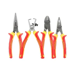 Jeu de 4 pinces isolées certifiées VDE 4-84-489 en acier à haute teneur en chrome, poignée bi matière-Stanley Online