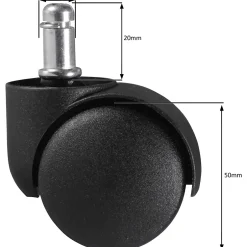 Jeu de 5 roues pour chaises de bureau 11 rouleaux de tapis 50 mm-Finebuy Discount