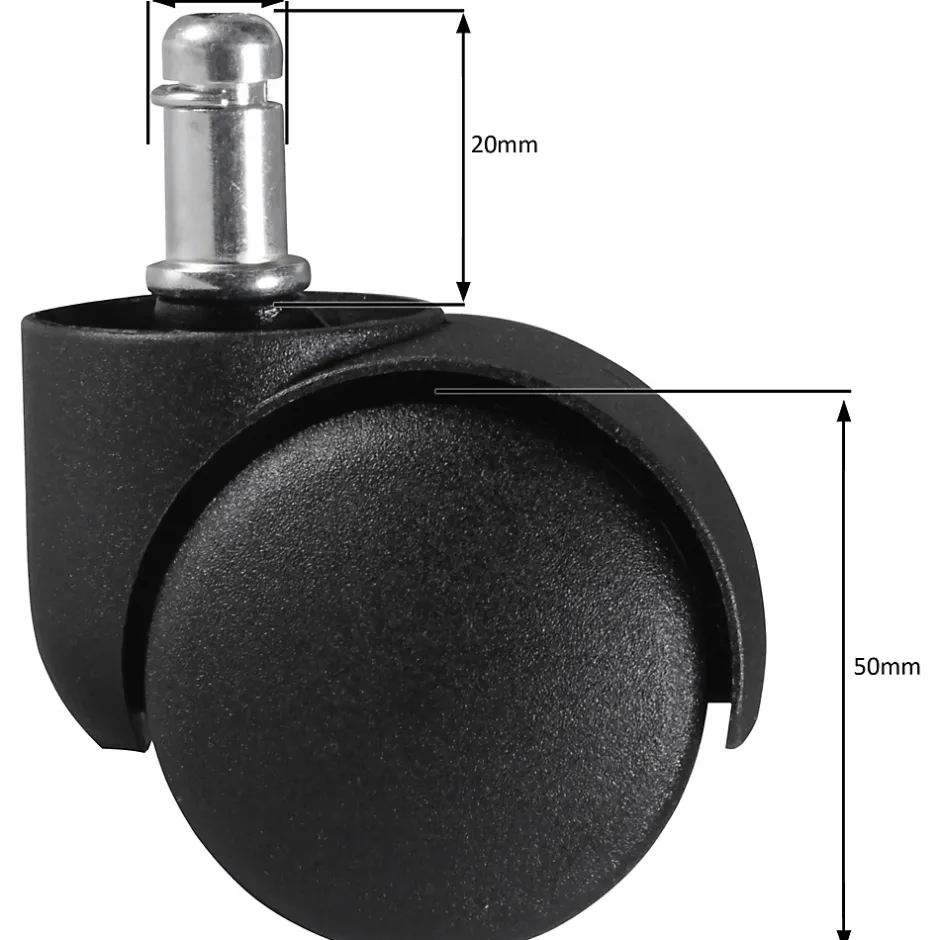 Jeu de 5 roues pour chaises de bureau 11 rouleaux de tapis 50 mm-Finebuy Discount