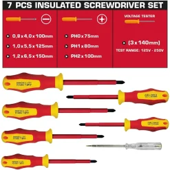 Jeu de 7 tournevis isolés (3 plats + 3 cruciformes + testeur)^Velamp Outlet