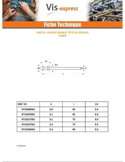 Kg de pointes Double Tête Acier brut 3.1X75 - 5 pièces^Vis Express Sale