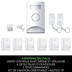 Kit Alarme autonome détection de mouvement Eclairage alerte détecteur ouverture et télécommande-Kyf Hot
