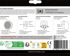 Kit Alarme Etendu Évolutif 868 Mhz connecté Wifi 2,4Ghz avec Sirène 90dB Flash LED intégré (9 zones détectées)-Kyf