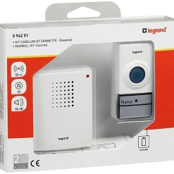 Kit carillon et sonnette sans fil 32 mélodies alimentation par piles Essentiel - Blanc-Legrand Sale