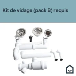 Kit de vidage B manuel évier avec panier acier inoxydable 1,5 ou 2 bacs^Not Available Discount