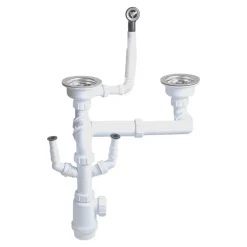 Kit de vidage B manuel évier avec panier acier inoxydable 1,5 ou 2 bacs^Not Available Discount