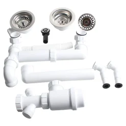 Kit de vidage B manuel évier avec panier acier inoxydable 1,5 ou 2 bacs^Not Available Discount