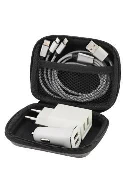 Kit de voyage avec câble de charge 3 en 1, double chargeur, double chargeur de voiture-GAO Clearance