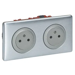 Kit double prises avec terre Pré-câblées Céliane aluminium-Legrand Outlet