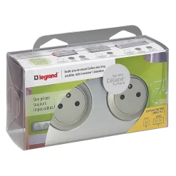 Kit double prises avec terre Pré-câblées Céliane aluminium-Legrand Outlet