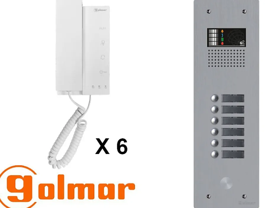 Kit interphone avec 6 combinés Collectif^Golmar Clearance