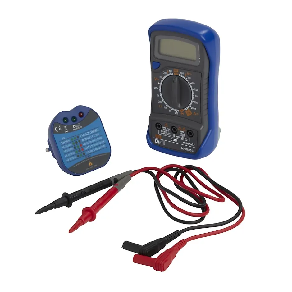Kit multimètre et prise testeur-Diall New