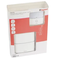 Kit Serénité carillon et sonnette sans fil 30 mélodies + MP3 alimentation par piles - blanc^Legrand New