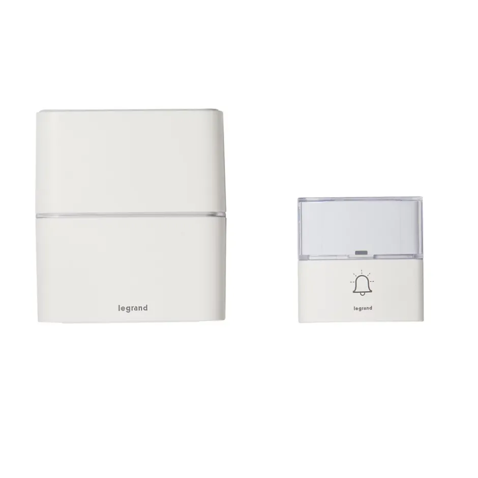 Kit Serénité carillon et sonnette sans fil 30 mélodies + MP3 alimentation par piles - blanc^Legrand New