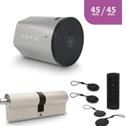 Kit Serrure Connectée Lock + cylindre 45/45 mm + clavier sans fil + 2 badges supplémentaires-Extel