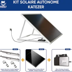Kit Solaire KATEZER Connecté 420W - Prêt à Brancher - PV Bifacial - Installation Facile - Suivi Direct - Pose : Sol, Mur, Balcon^Keli France Hot