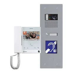 Kit vidéo encastre GTX inox 1 appel avec moniteur ART4 TH - - GTXERP/ART4TH/L-Golmar