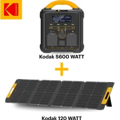 Kit Station d'Énergie Portable S600 + Panneau Solaire 120W - Batterie 551Wh - Multiports - Idéal pour Camping, Urgences^Kodak Online