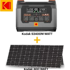 Kit Station d'Énergie Portable S2400 + Panneau Solaire 400W - Batterie 2047Wh - Micro-onduleur 800W - Maison, Camping..^Kodak
