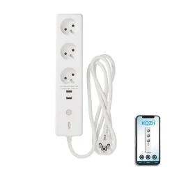 - Multi prise connectée 16A 3680W max avec 3 prises et 2 ports USB - KMPRI3680-Kozii New
