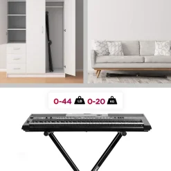 KS2B Support pour synthétiseur clavier Hauteur réglable de 33 à 98 cm Charge max 30 kg Vis et sangles de fixation^Duronic Best