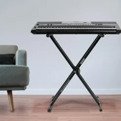 KS2B Support pour synthétiseur clavier Hauteur réglable de 33 à 98 cm Charge max 30 kg Vis et sangles de fixation^Duronic Best