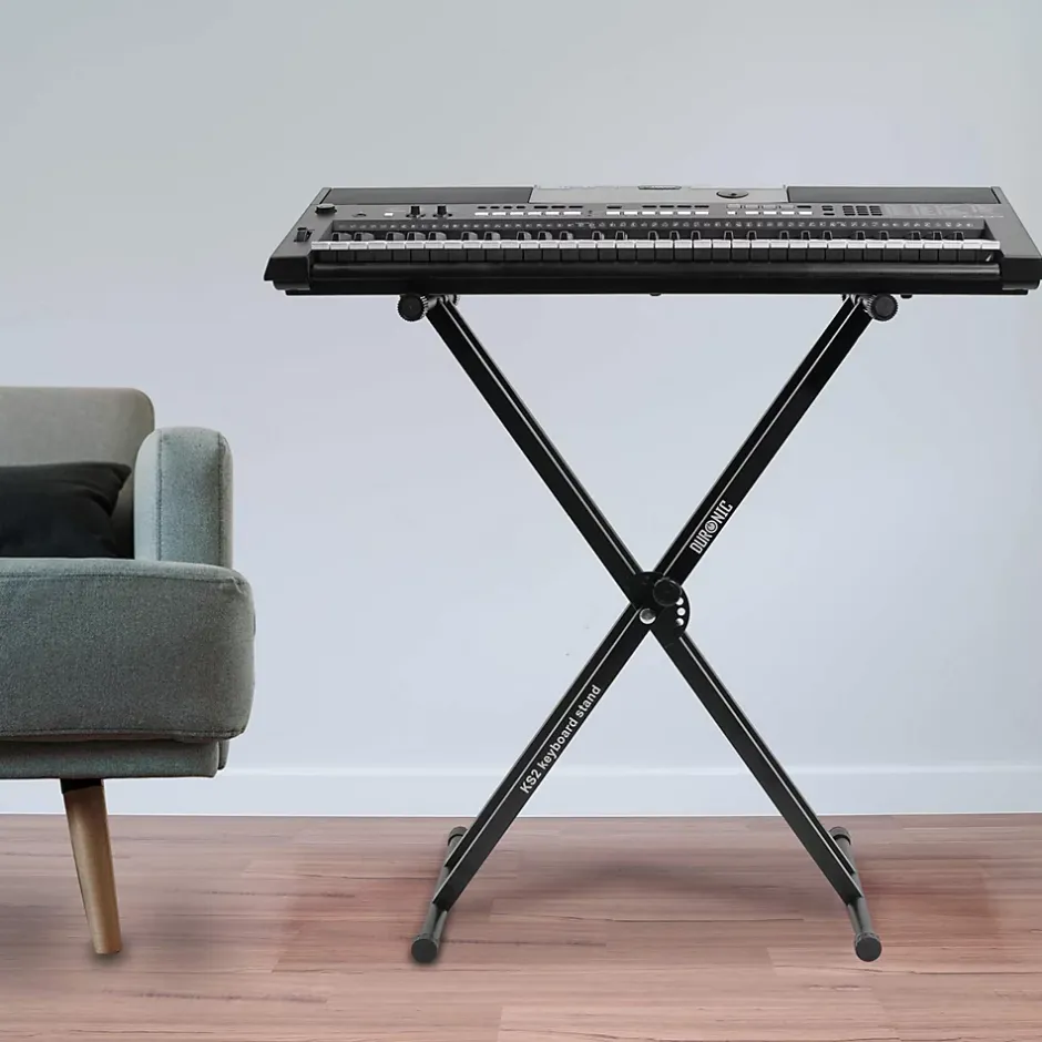 KS2B Support pour synthétiseur clavier Hauteur réglable de 33 à 98 cm Charge max 30 kg Vis et sangles de fixation^Duronic Best