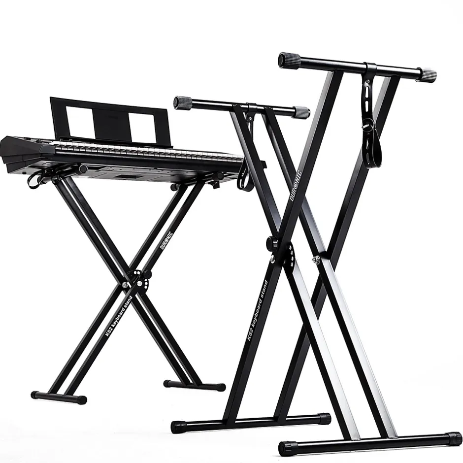 KS2B Support pour synthétiseur clavier Hauteur réglable de 33 à 98 cm Charge max 30 kg Vis et sangles de fixation^Duronic Best