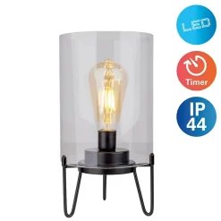 Lampe à piles 'LONNA' lampe de table pour l'extérieur, métal et verre, en noir, hauteur 28,5 cm^Näve Clearance