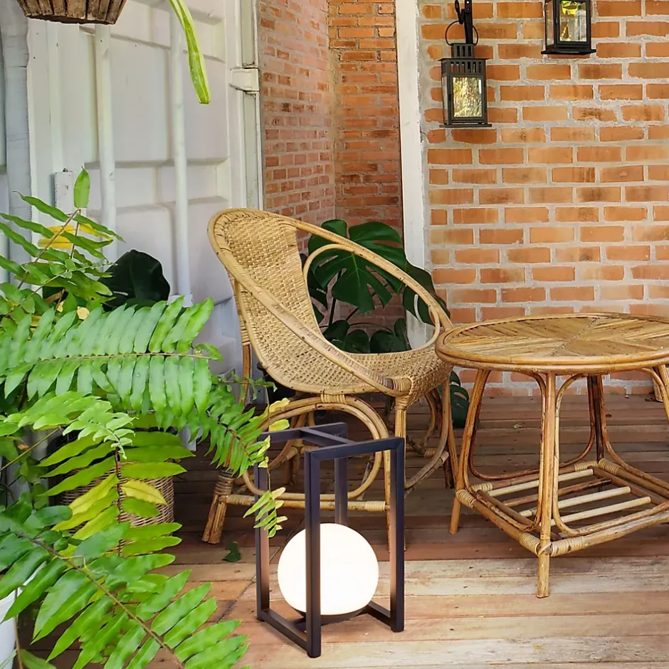 Lampe décoration LED KALI balcon terrasse table métal plastique noir LED fixes 30x16x16cm-Näve Outlet