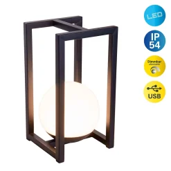 Lampe décoration LED KALI balcon terrasse table métal plastique noir LED fixes 30x16x16cm-Näve Outlet