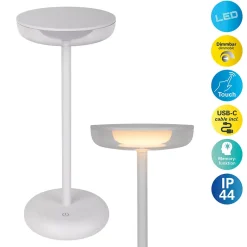 Lampe de table à accu PASI intérieur extérieur métal plastique blanc intensité variable tactile fonction mémoire hauteur 26cm^Näve Clearance