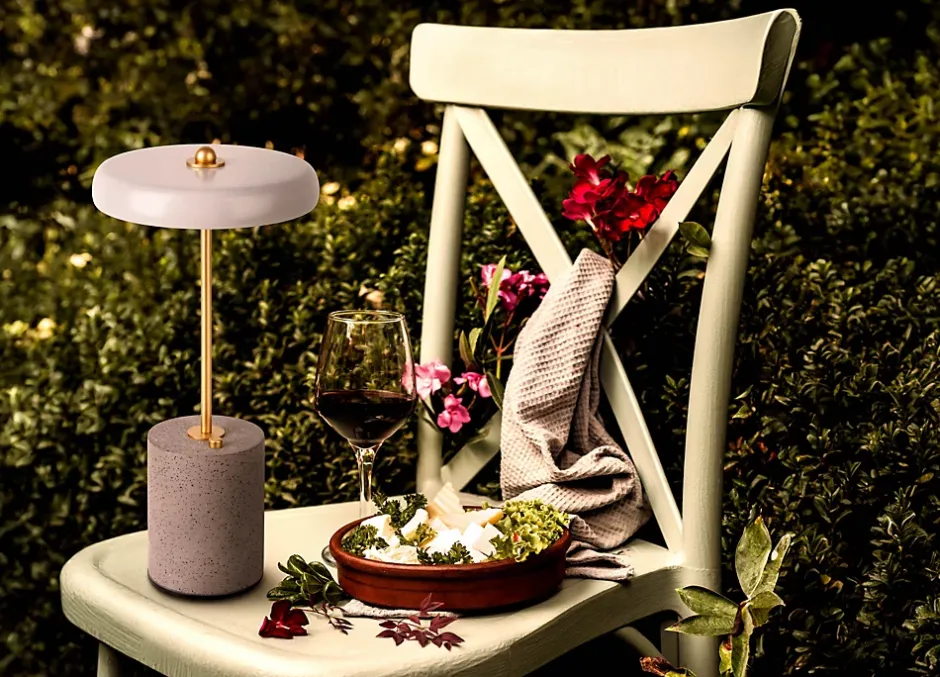 Lampe de table à accu 'SETA' grise 30 cm de haut en métal et béton, avec LED fixe^Näve Sale