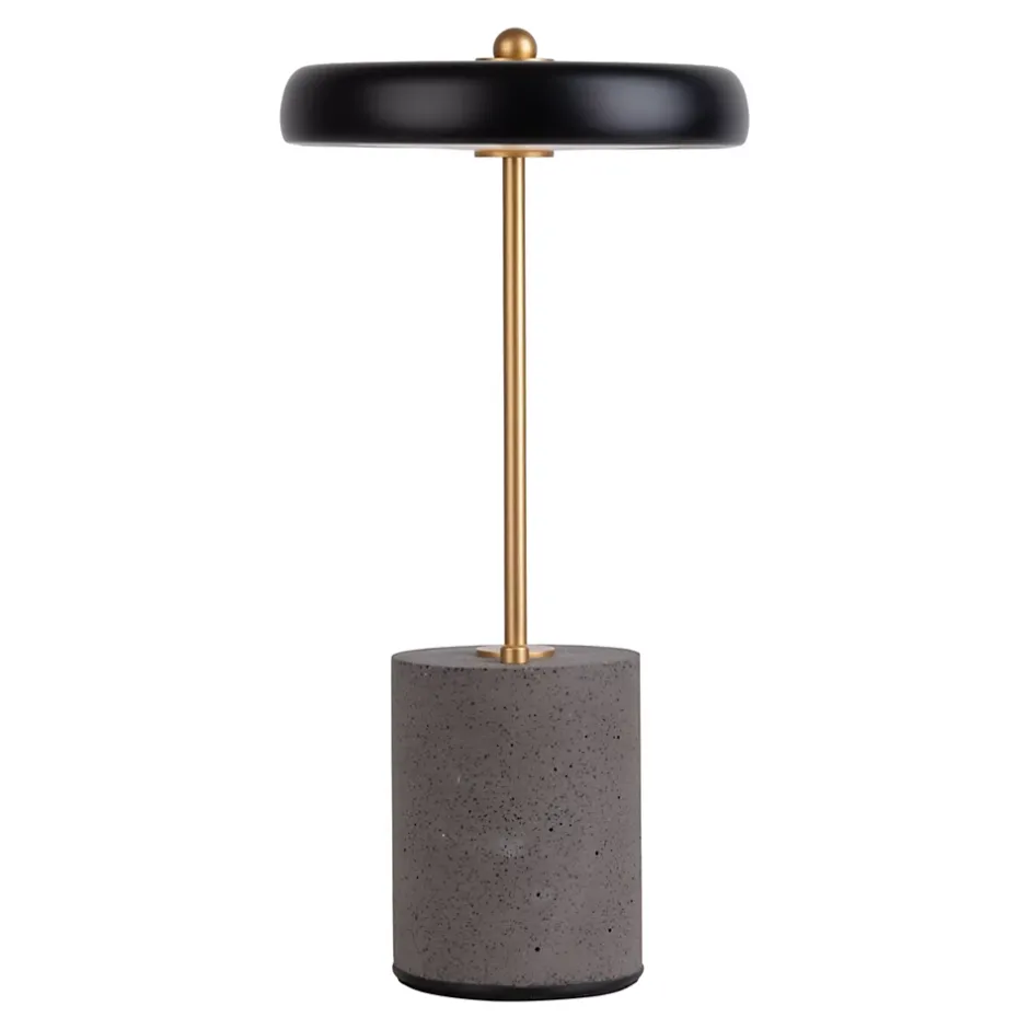 Lampe de table à accu 'SETA' noire hauteur 30 cm en métal et béton, avec LED fixe^Näve Best