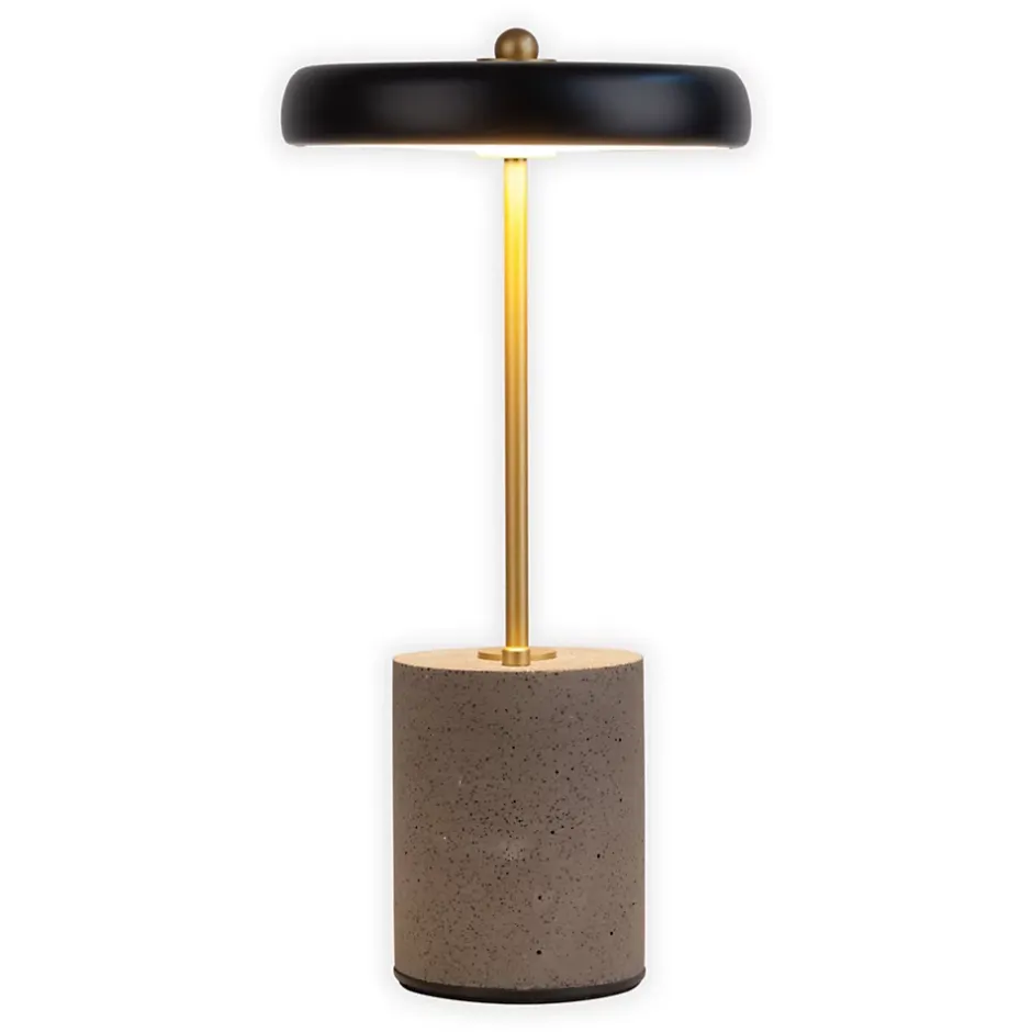 Lampe de table à accu 'SETA' noire hauteur 30 cm en métal et béton, avec LED fixe^Näve Best