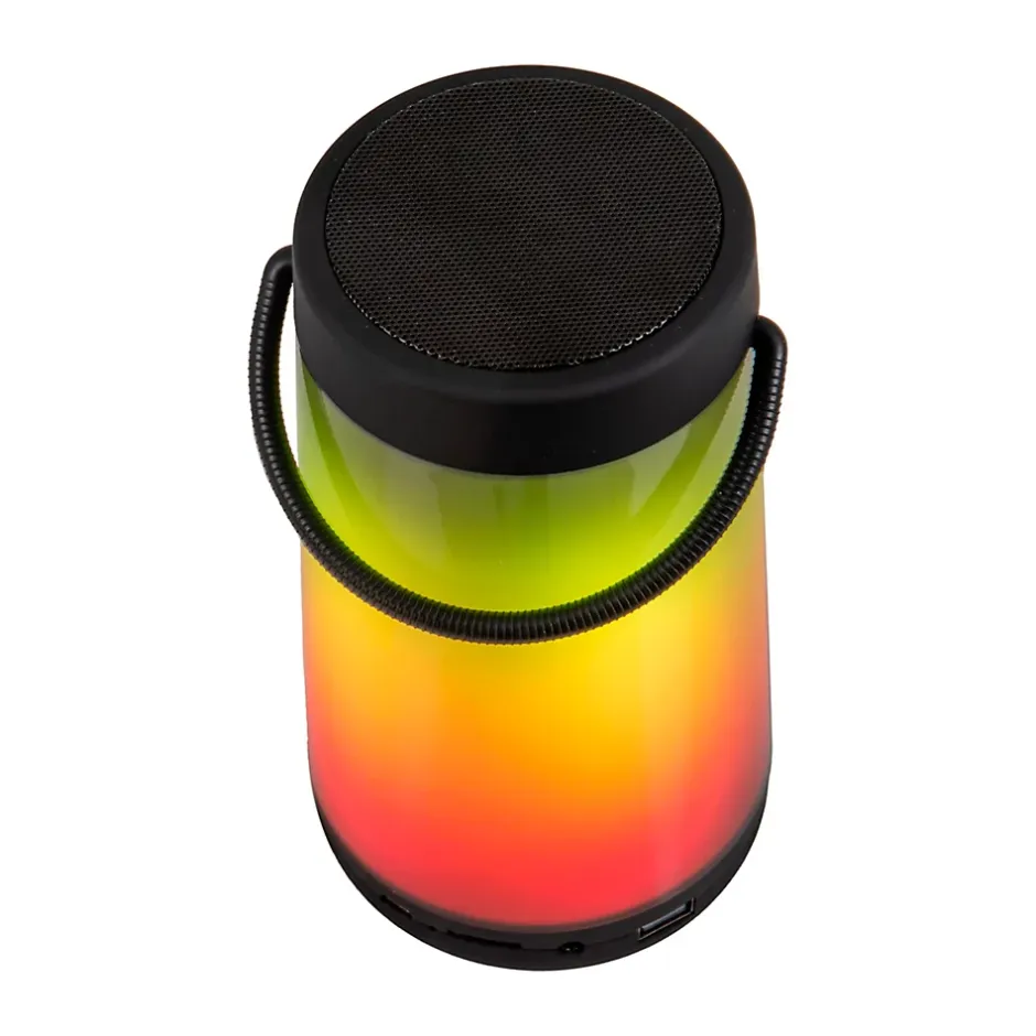 Lampe de table LED avec haut-parleur BT 'FESTA' pour l'extérieur en plastique noir avec LED intégrées, hauteur 18 cm^Näve